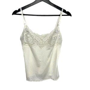 Vintage 80s Cream Lace Cami Clip Medium